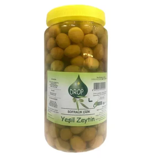 Drop Edremit Yeşil Çizik Zeytin 1 lik Pet (L) Net: 1000 g