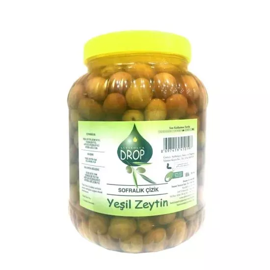 Drop Edremit Yeşil Çizik Zeytin 3 lük Pet (L) Net: 2000 g