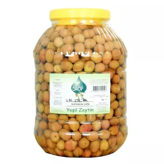 Drop Edremit Yeşil Çizik Zeytin 5 lik Pet (L) Net: 3500 g