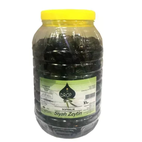 Drop Gemlik Yağlı Salamura Siyah Zeytin 3 lük Pet (XL) Net: 2000 g